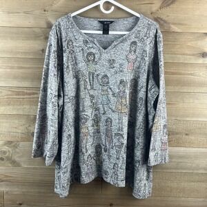 Ali Miles Womens Shirt Girl Power Artsy Novelty Knit Pockets Tunic People 1X